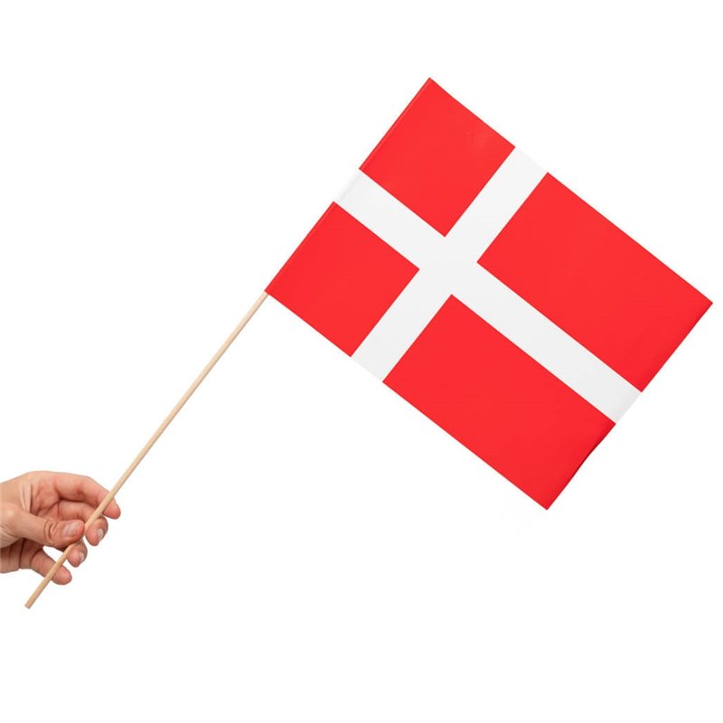 10 stk Dannebrog - Danske Papirflag på træpind 20x30cm