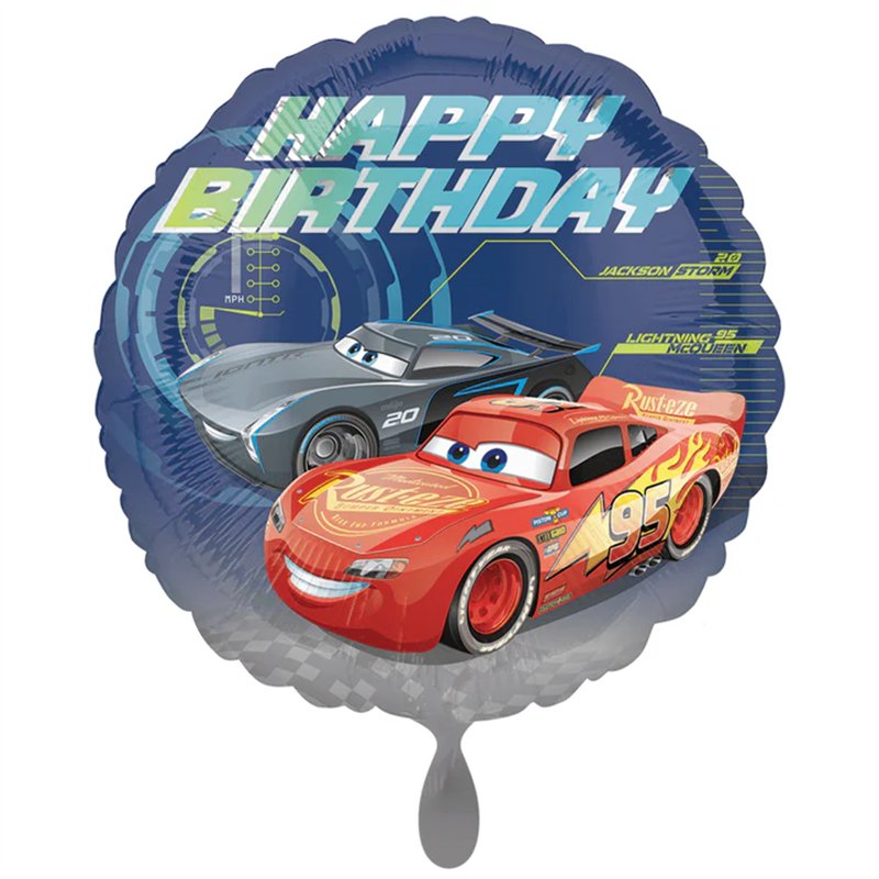 1 stk. Cars 3 Happy Birthday Disney® Folienballon 18"  til helium eller luft