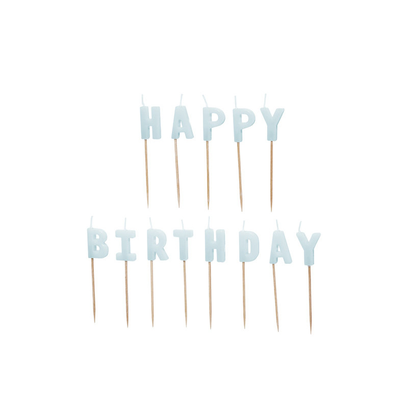 Birthday candles Happy Birthday, 2.5 cm, light blue (1 pkt / 13 pc.)