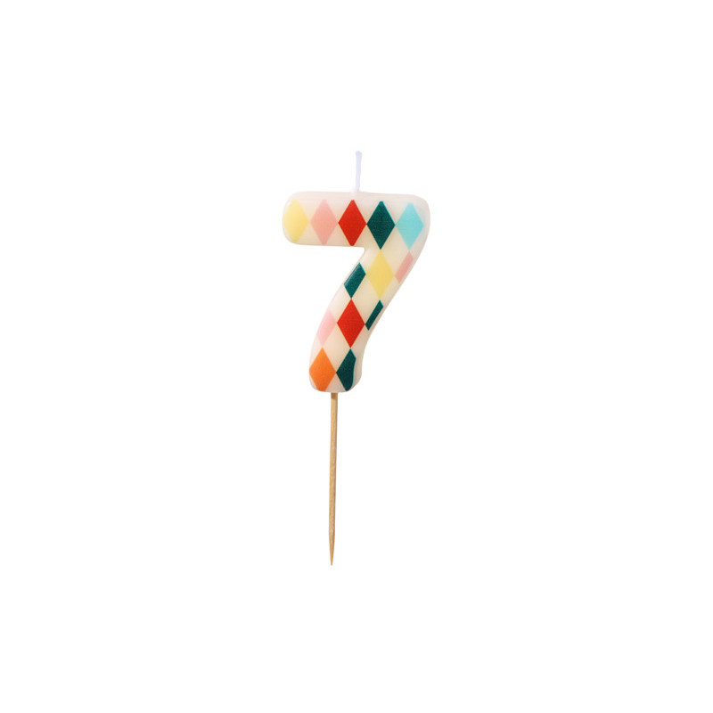 Birthday candle Number 7 Rhombus, 5.5 cm, mix