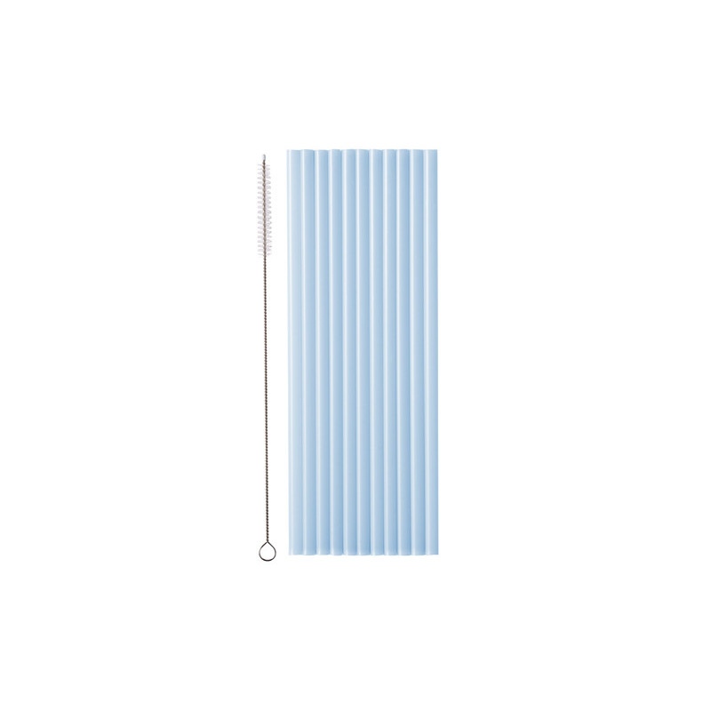 Plastic straws, 23 cm, light blue (1 pkt / 12 pc.)