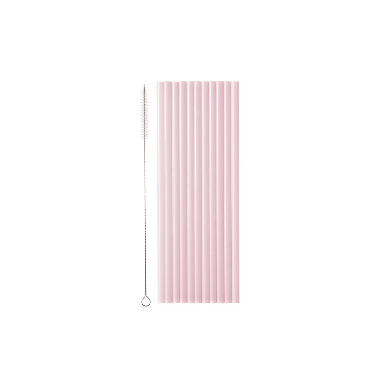 Plastic straws, 23 cm, pink (1 pkt / 12 pc.)