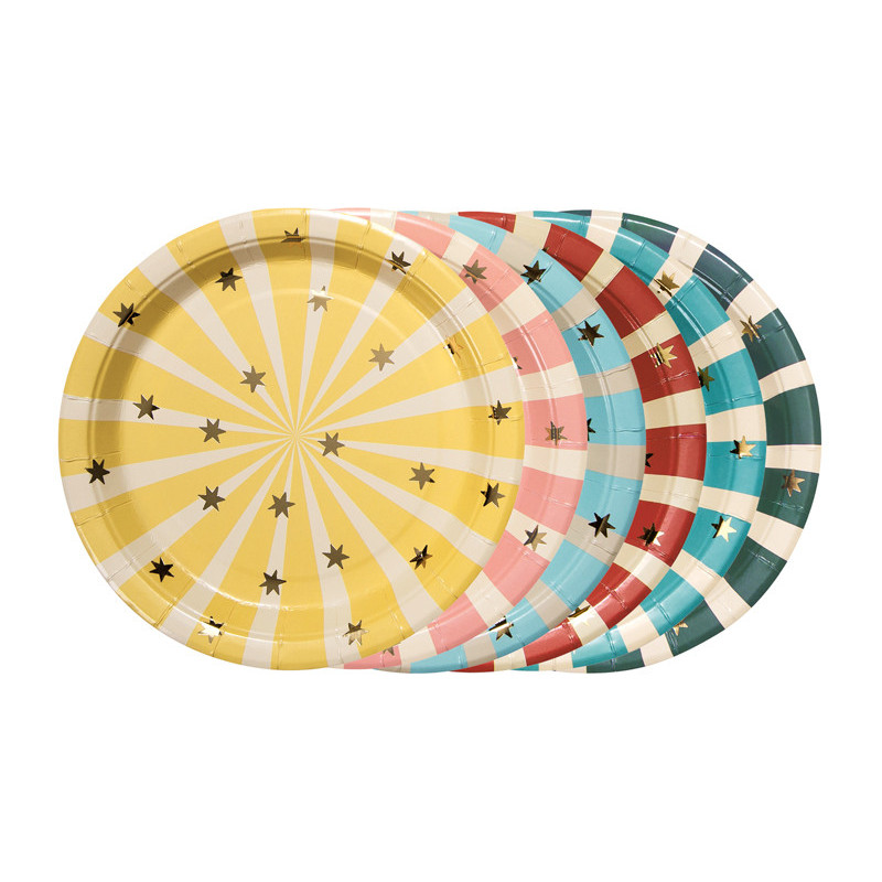 Circus Stripes Plates, 18x18 cm, mix (1 pkt / 6 pc.)