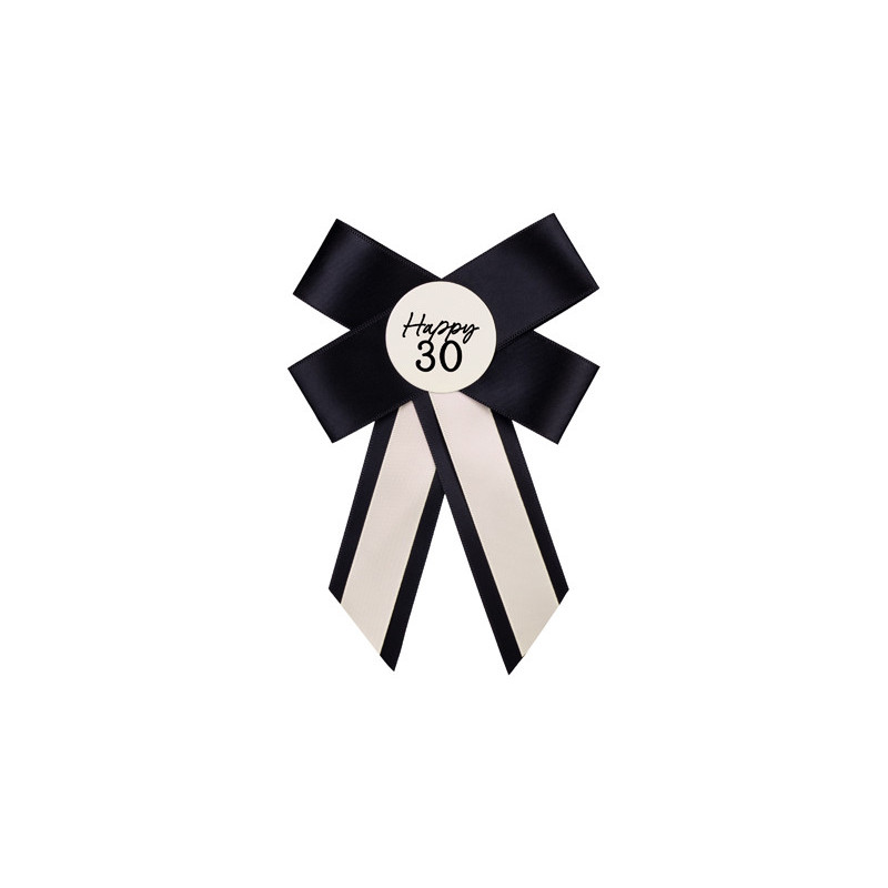 Rosette for 30th birthday, cream-black, 11x17 cm