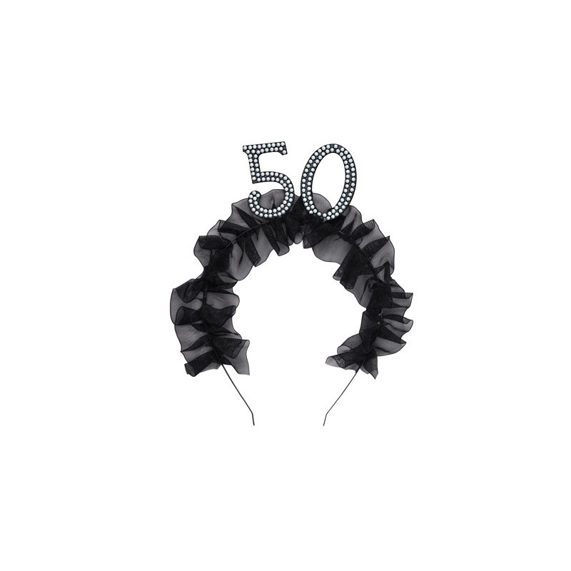 Headband ''50'' with ruffles and pearls