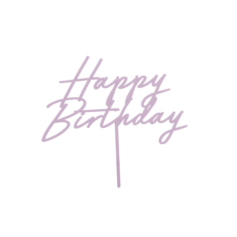 Acrylic cake topper ''Happy Birthday'', purple, 16.5 cm