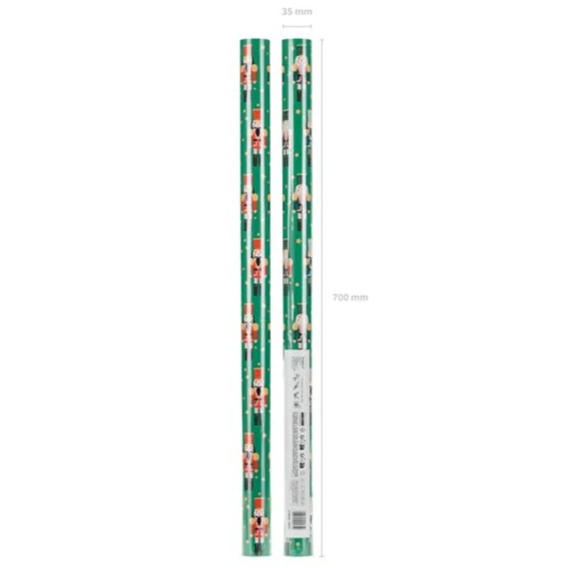 1 Rulle Farverigt Nøddeknækker Gavepapir – 70x200 cm  perfekt til festlig indpakning