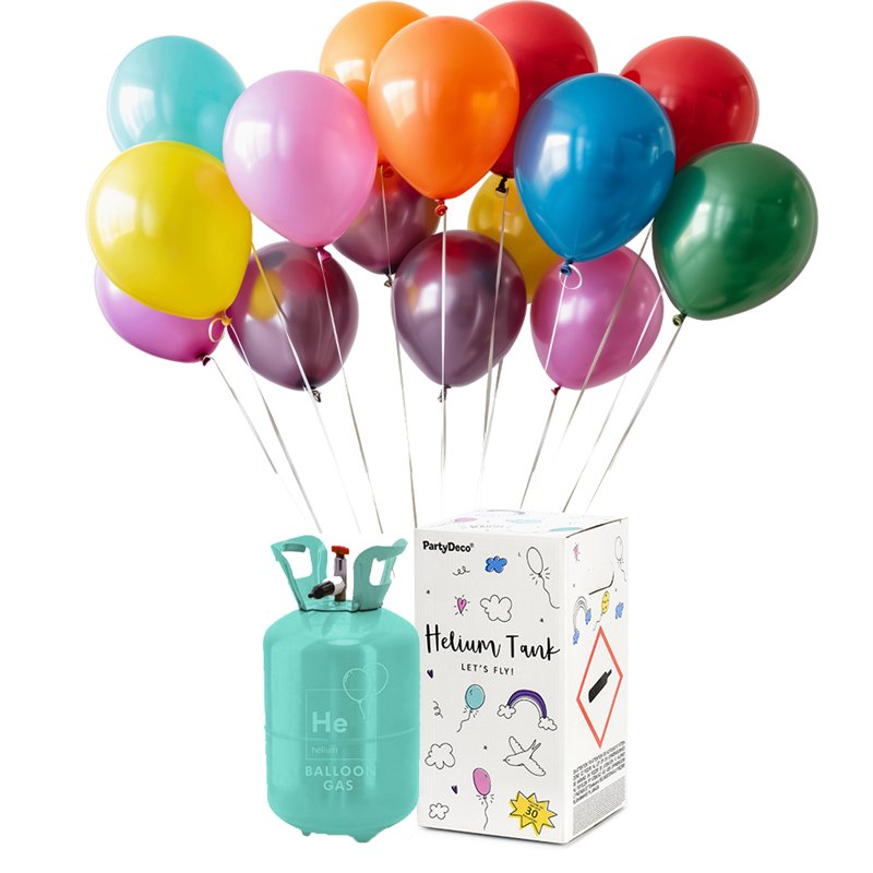 Helium Kit ballongas mellem - inkl. 30 balloner & snor