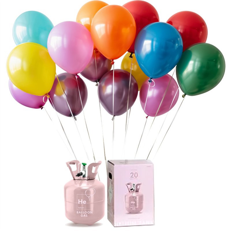 Helium Kit ballongas lille -  inkl. 20 balloner & snor