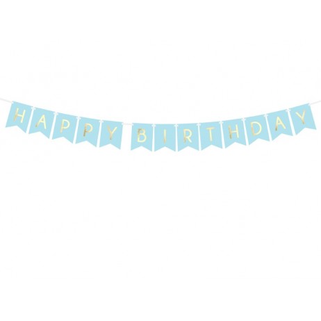 Happy Birthday banner - 175 cm - lyseblå