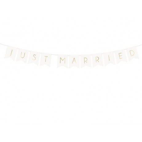 Bryllups banner - Just Married - Hvid 15 x 155 cm 