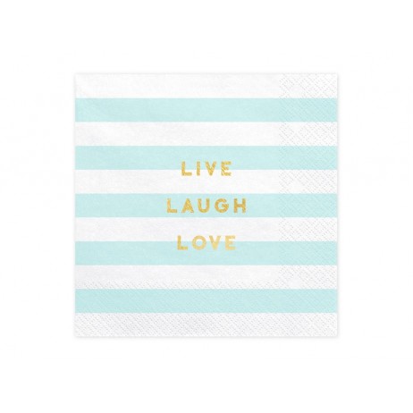 20 stk. Live Laugh Love, lyseblå frokostservietter