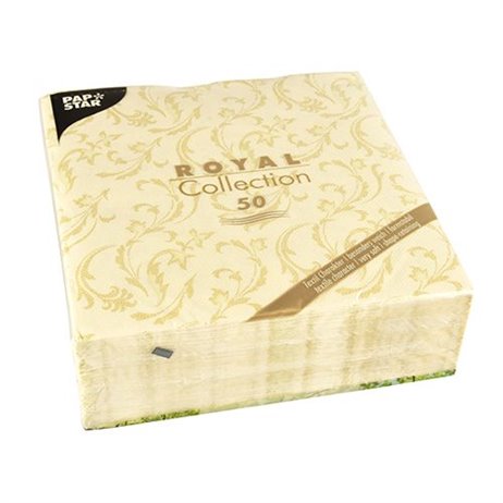 50 stk Creme Royal Damascato middagsservietter 