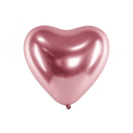 50 stk. Chrome hjerte balloner - Rose guld 12"