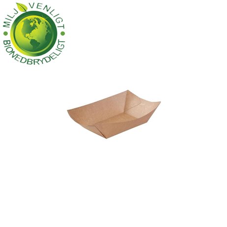 250 stk. Miljøvenlig Pommes frites bakke 10,7 x 7,6 x 2,9 cm - 125 ml